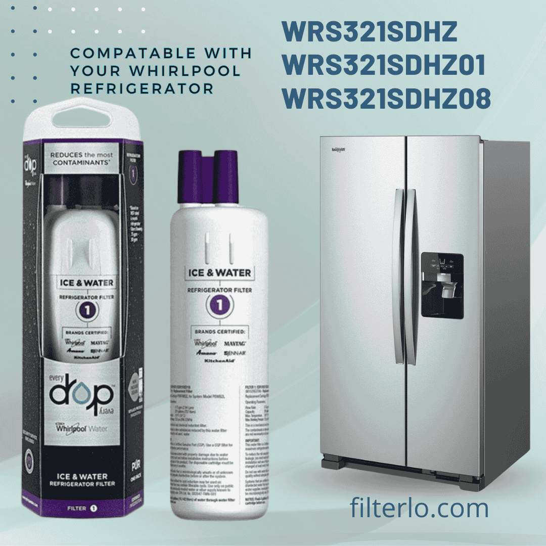 Replacement Ice and Water Filter 1 for WRS321SDHZ, WRS321SDHZ01, and WRS321SDHZ08 refrigerators