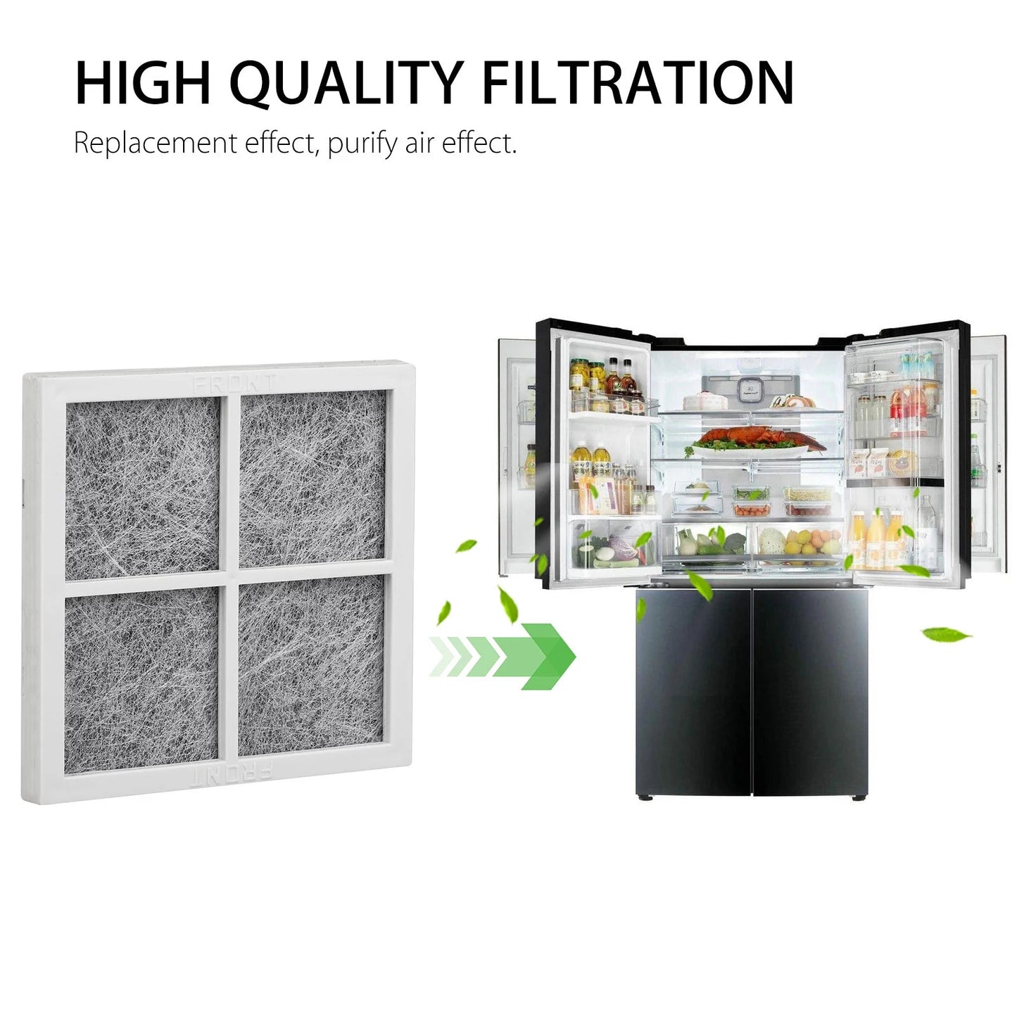 LG LT120F Refrigerator Air Filter Filtration system with a refrigerator showing high-quality filtration benefits