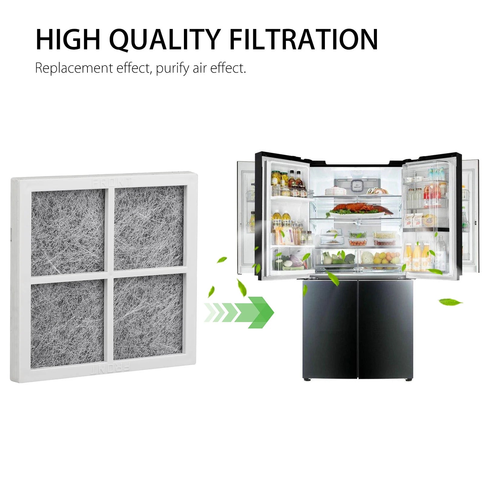 LG LT120F Refrigerator Air Filter Filtration system with a refrigerator showing high-quality filtration benefits
