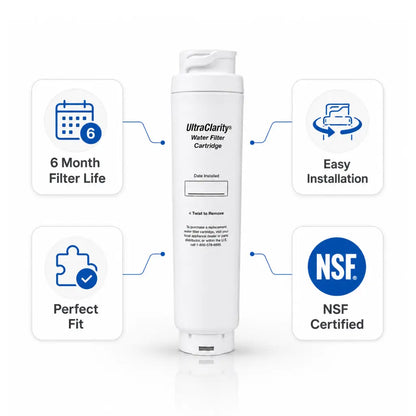 Bosch Ultraclarity water filter features including 6 month life easy installation and perfect fit