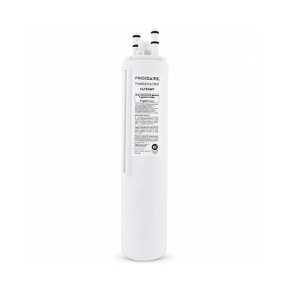 Frigidaire DGHF2360PF water filter standing upright with the PureSource Ultra ULTRAWF product label.