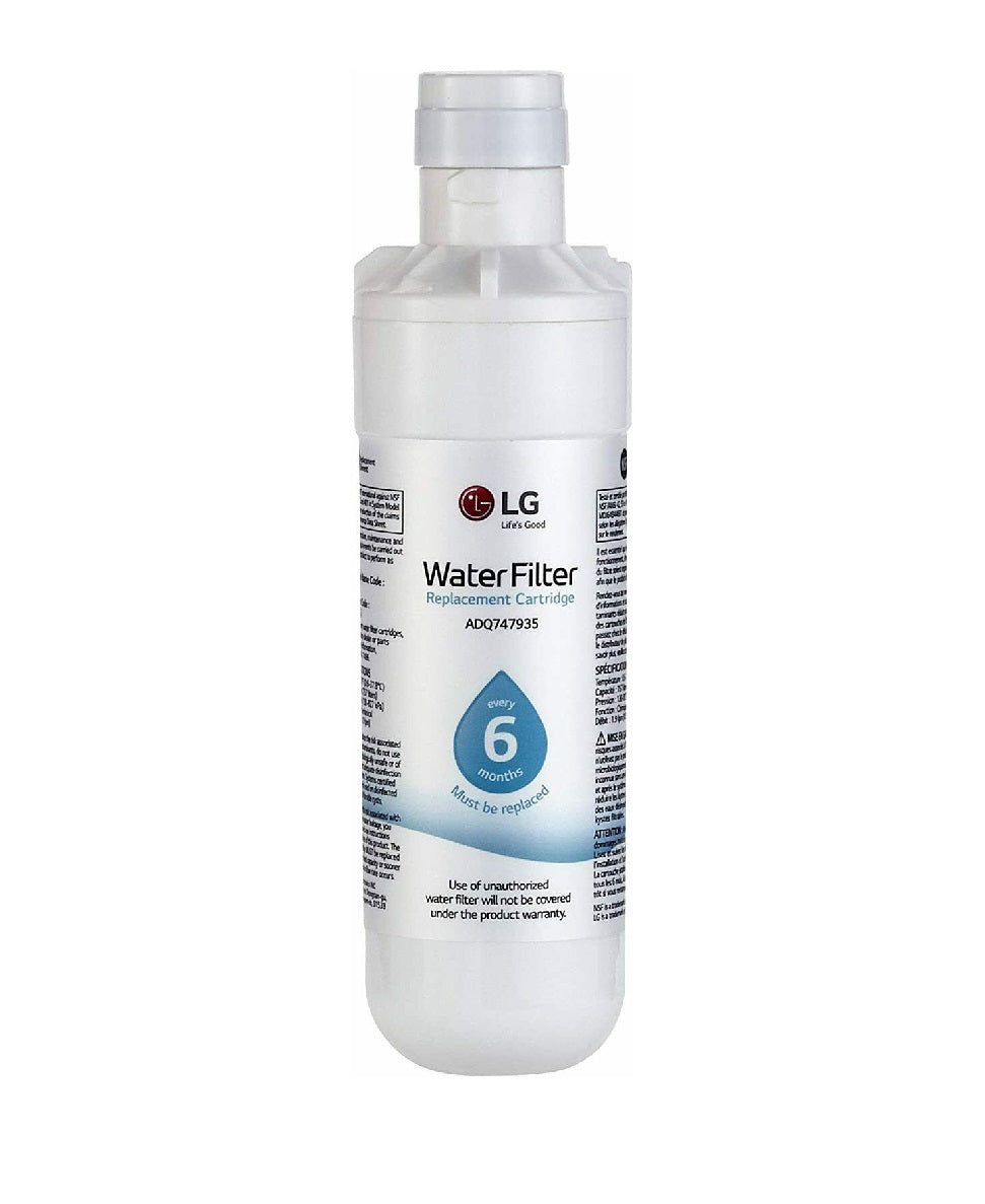 LG model LRMVC2306S water filter on a white background.